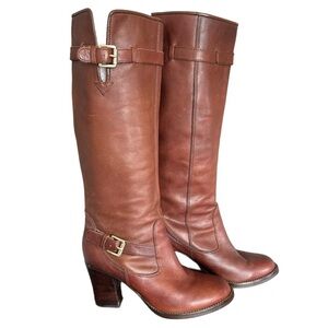 Michael Kors Vintage Brown Leather Knee High Heeled Boots Sz 6